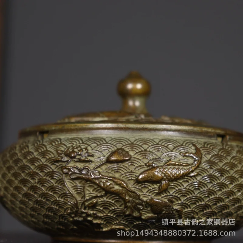 Brass Pisces Ashtray New Chinese Style Home Living Room Anti-Fly Ash Office Light Luxury Creative Personality Trendy Ornament