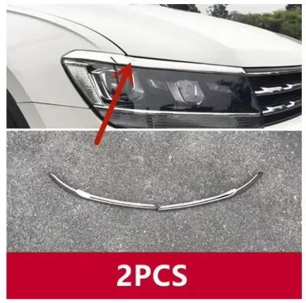 For VW Volkswagen Tiguan MK2 European Version 2017 2018-2020 2021 FRONT Headlight EYEBROW TRIM MOLDING COVER TRIM BAR GARNISH