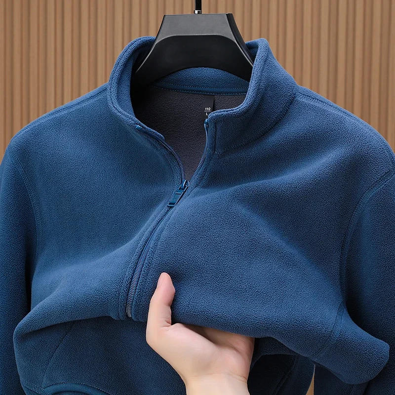 Luxury autumn and winter new velvet warm zipper cardigan top high-end men's brand hot selling comfortable stand up collar jacket