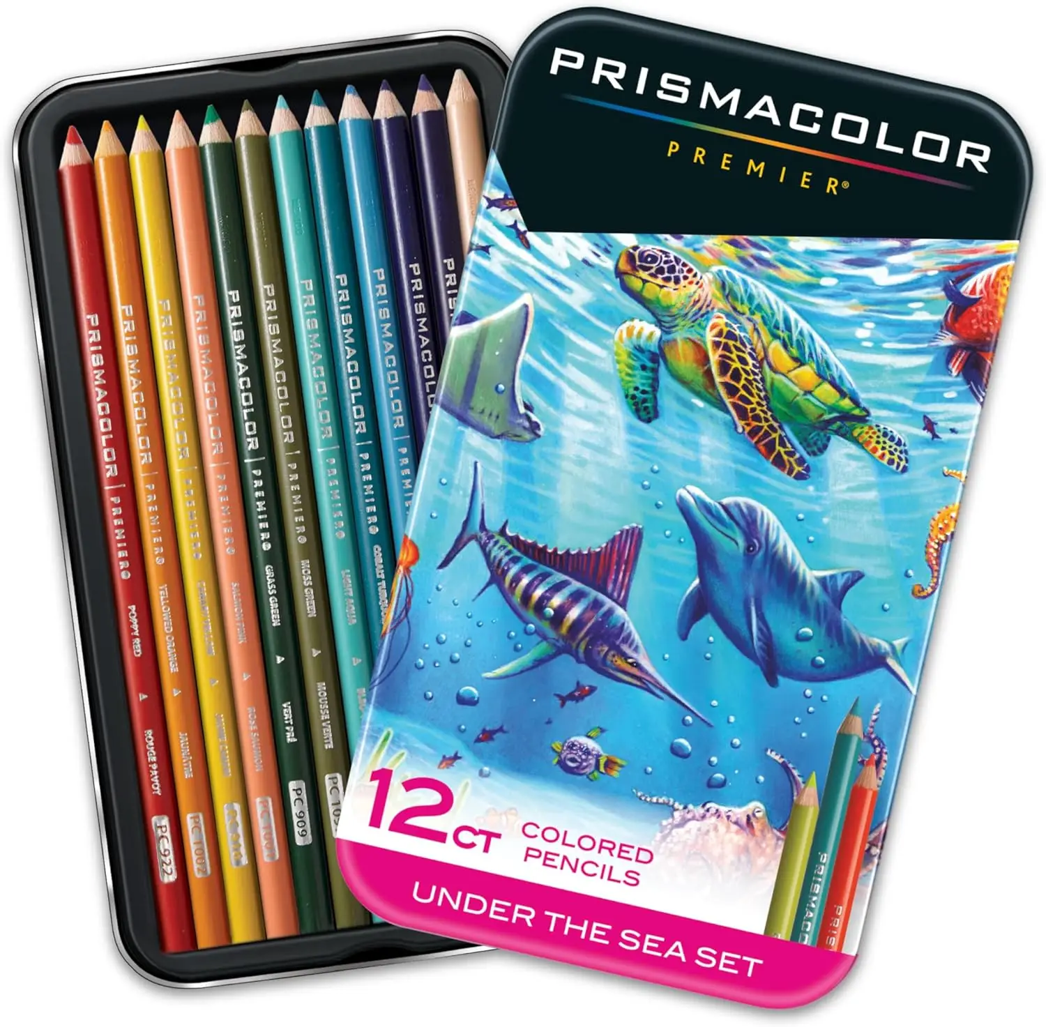 

Soft Core Colored Pencils Set for Adult Coloring, Under The Sea Theme, 12 Count - Vibrant Colors & Smooth Blending