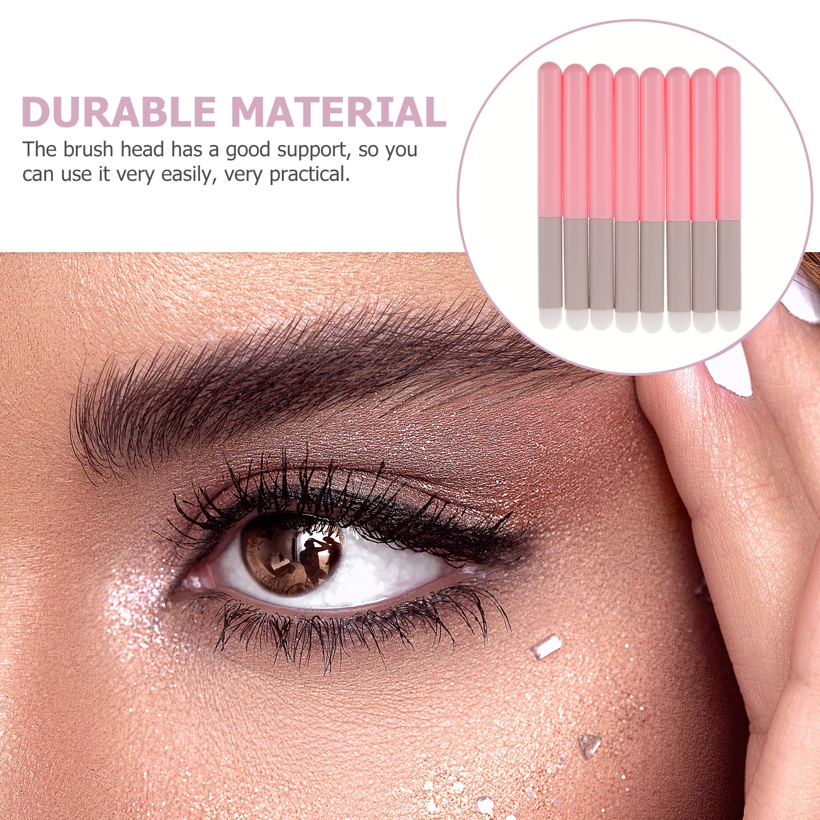 

8pcs Lipstick Brush Lip Applicator Wands Aluminum Tube Handle Sponge Head Professional Makeup Brushes Eyeshadow Travel Size