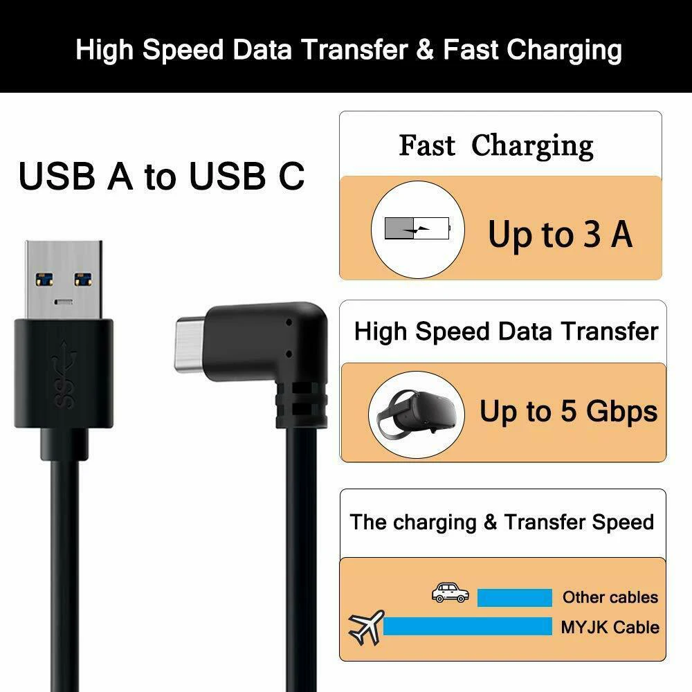 كابل توصيل ABMO بطول 10 أقدام USB3.1 من النوع C عالي السرعة لنقل 5 جيجابت في الثانية
