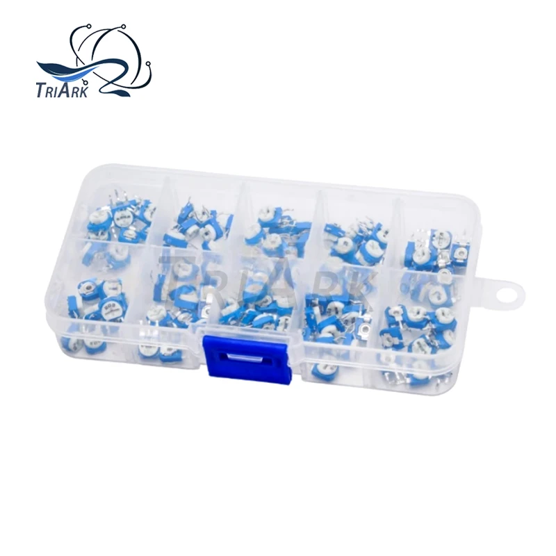 50/100Pcs RM063 10Values Kit Box 501 500R 1K 2K 5K 10K 20K 50K 100K 200K 1M Ohm Trimpot Trimmer Potentiometer Variable Resistor