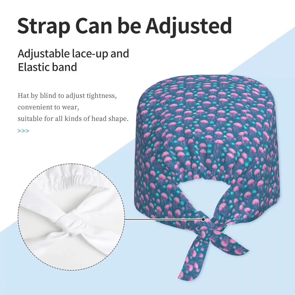 Jellyfish Pattern Elegant Marine Life Design Scrub Hat Doctor Working Surgical Cap Men Women Adjustable Nursing Caps for Dentist