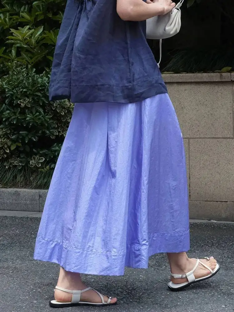 Waist Purple High Coffee Pleated Pocket Casual A-line Half-body Skirt Women Fashion  New Spring Autumn 2026 6X3K