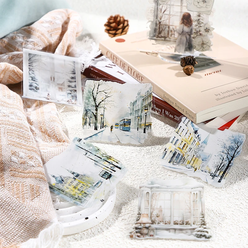 6 styles 10 pc The charm of snow in winter series Winter theme sticker Scrapbooking Material Diary Album Junk Journal Supplies