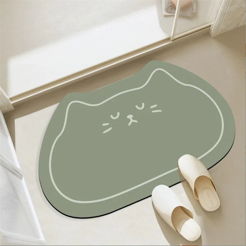 Cartoon Cat Head Thick Soft Bathroom Mat Multi-Color Diatomaceous Earth Absorbent Quick Drying Entrance Floor Pad Anti-Slip