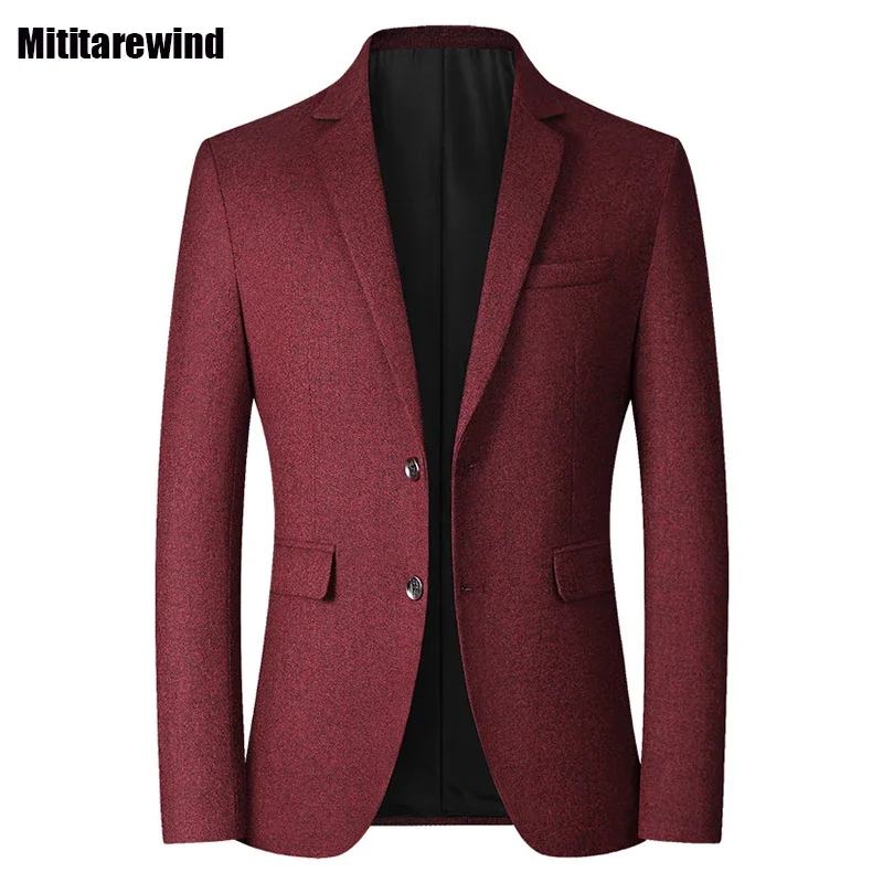 

Italy Classic Male Suit Spring Autumn Business Casual Man Blazers Single-breasted Wine Red Suit Jacket Fashion Men's Clothing