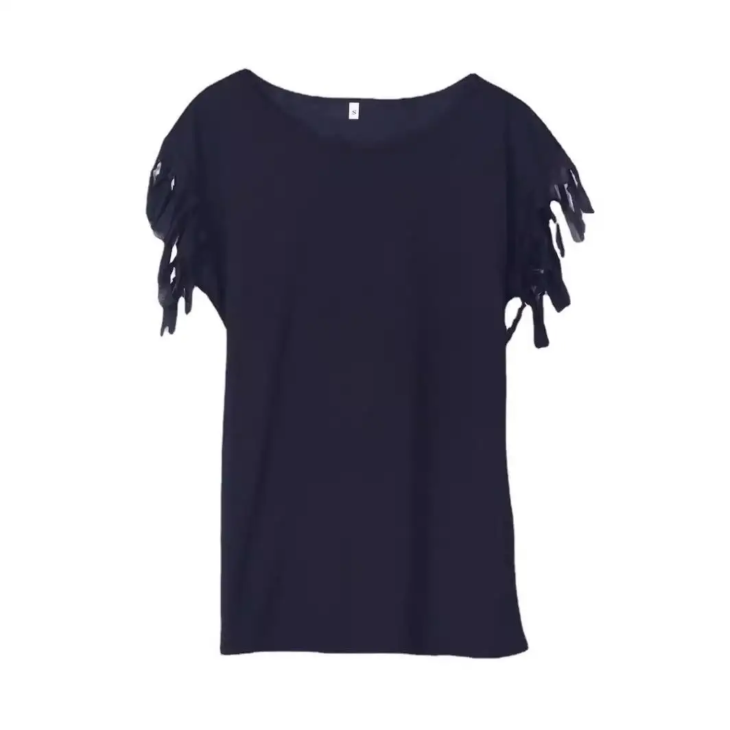 

Women's Casual round Ne ort Sve T-irt Color Blo Cuffs Comfortable Cotton Top Summer Faion Basic Tee