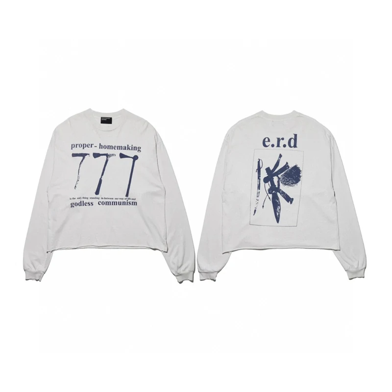 

ERD Tee 777 Graffiti Print High Street Color Retro Young Long-sleeved T-shirts Men Women Harajuku