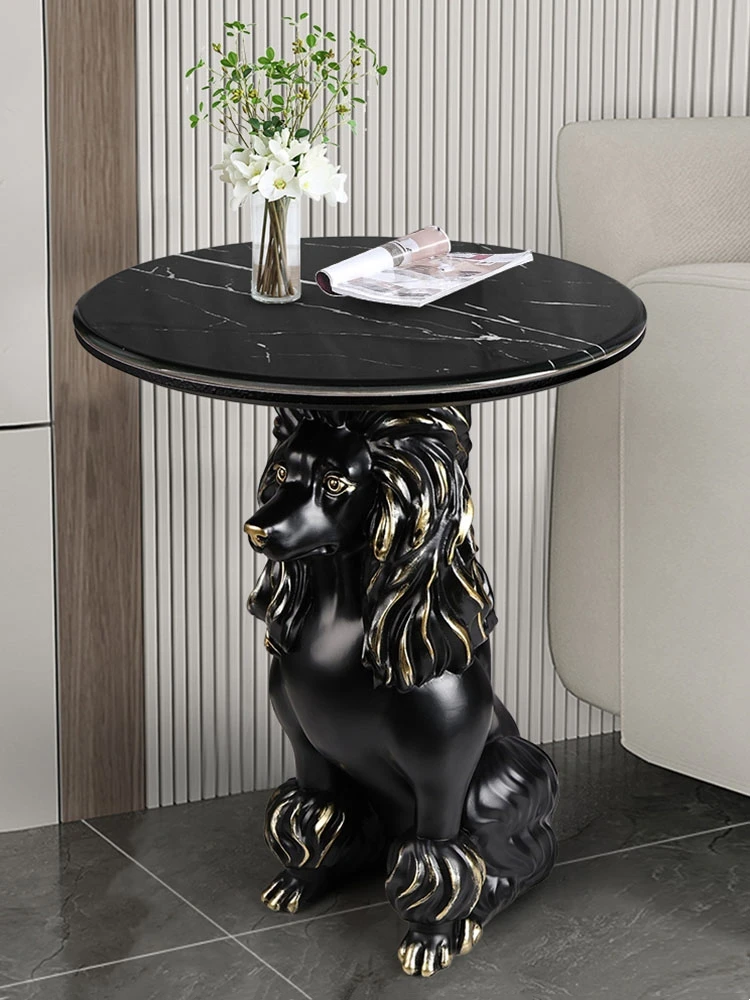 طاولة جانبية على شكل حيوان كرتوني على الطراز الاسكندنافي ، تمثال كلب ، طاولات قهوة مبتكرة ، هدية للمنزل المنزلي ، ديكور أرضي