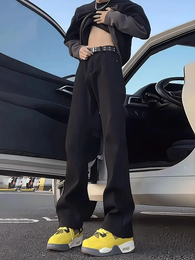 

Мужские прямые джинсы Cleanfit на подкладке с эластичной резинкой на талии, осенне-зимние утягивающие длинные брюки High Street