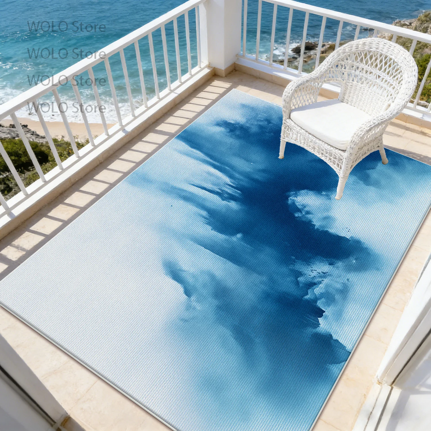 Modern Abstract Rug Blue Art Style Living Room Decoration Foldable Carpet Customizable Easy Clean Non-slip Floor Mats Cloakroom