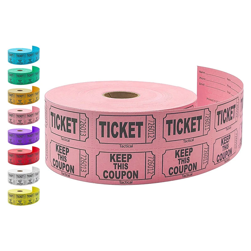 

1000Pcs Colorful Tearable Raffle Tickets Double Rolls Admission Ticket Game Ticket For Events Carnivals Entry Class Reward.