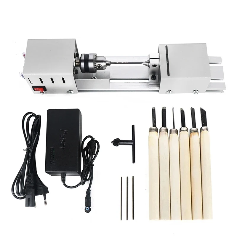 12-24V Mini Lathe Machine Miniature Buddha Pearl Lathe DIY Woodworking Buddha Pearl Lathe Machine Wood Drill Rotary Tool