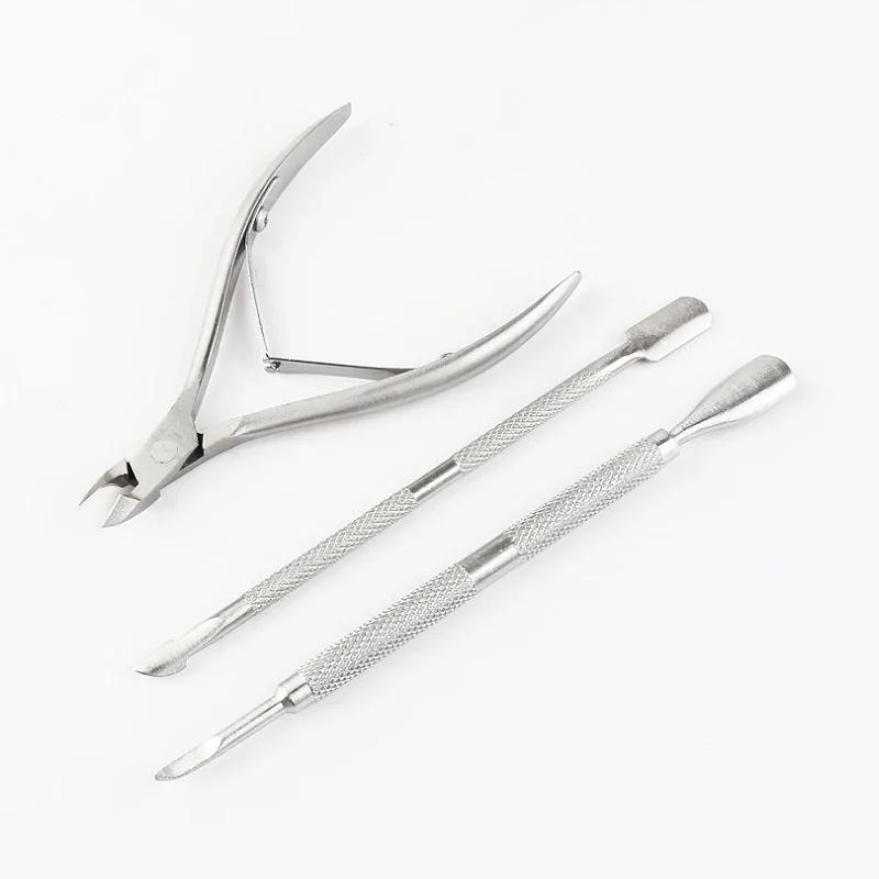 4-teiliges Nagelkunst-Werkzeug-Set aus Edelstahl, Nagelhautschieber, Löffel, Nipper, Trimmer, doppelseitiges Maniküre- und Pediküre-Set