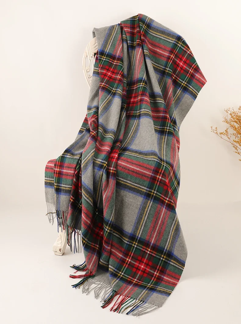 Custom Winter Scotland Check Wool Blanket Home Hotel Travel King Size Woven Luxury Bed Sofa Cashmere Double Size Throw