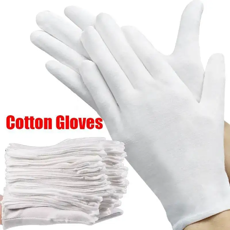 1/5 Pair Cotton Gloves Men Formal Tuxedo Uniform Gloves Honor Guard Parade Ceremony Costume Cosplay Coin Jewelry Butler Glove