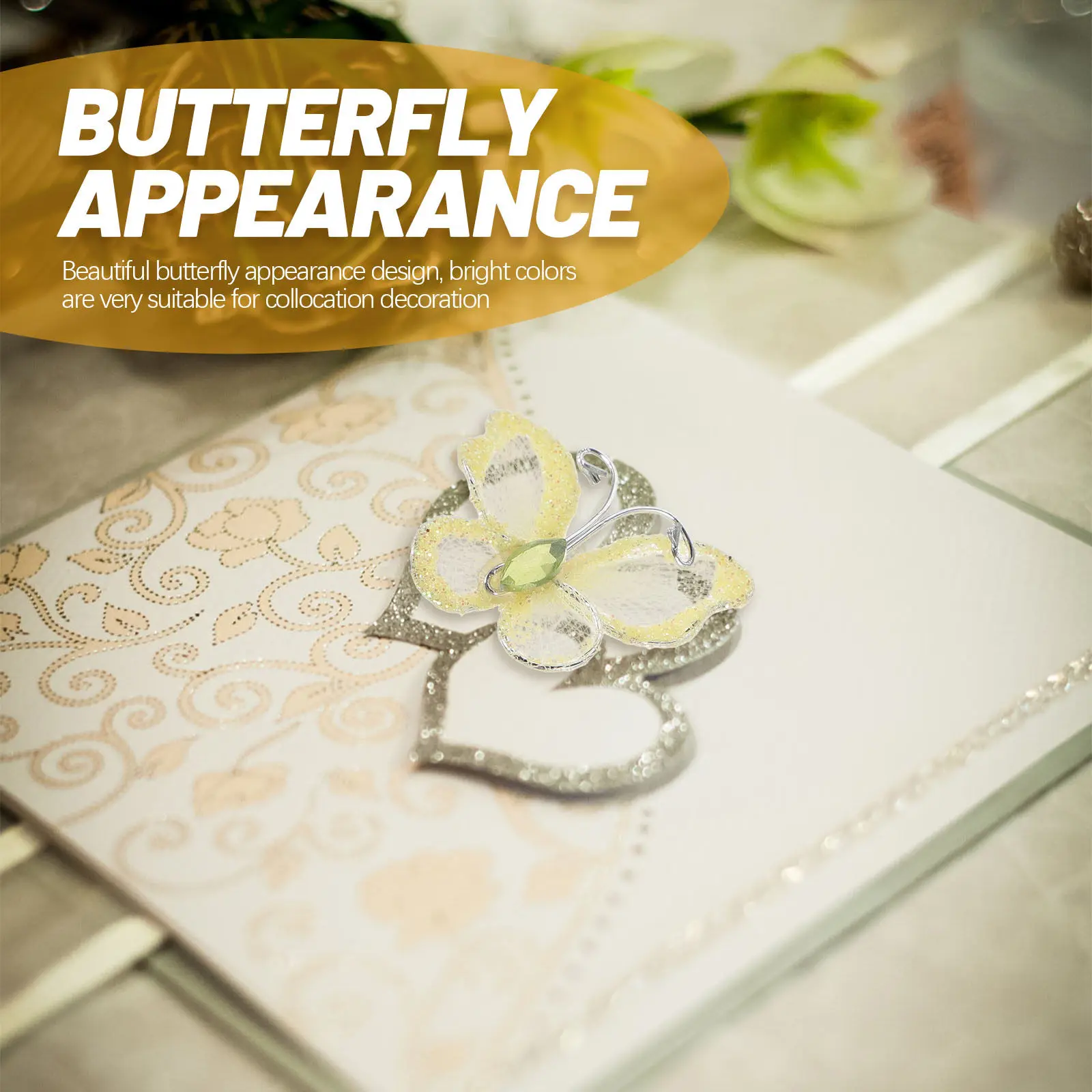 

100Pcs Mesh Applique Decorative Butterflies Vivid Lifelike Wedding Party DIY Craft Supplies Sewing Trim for Invitations