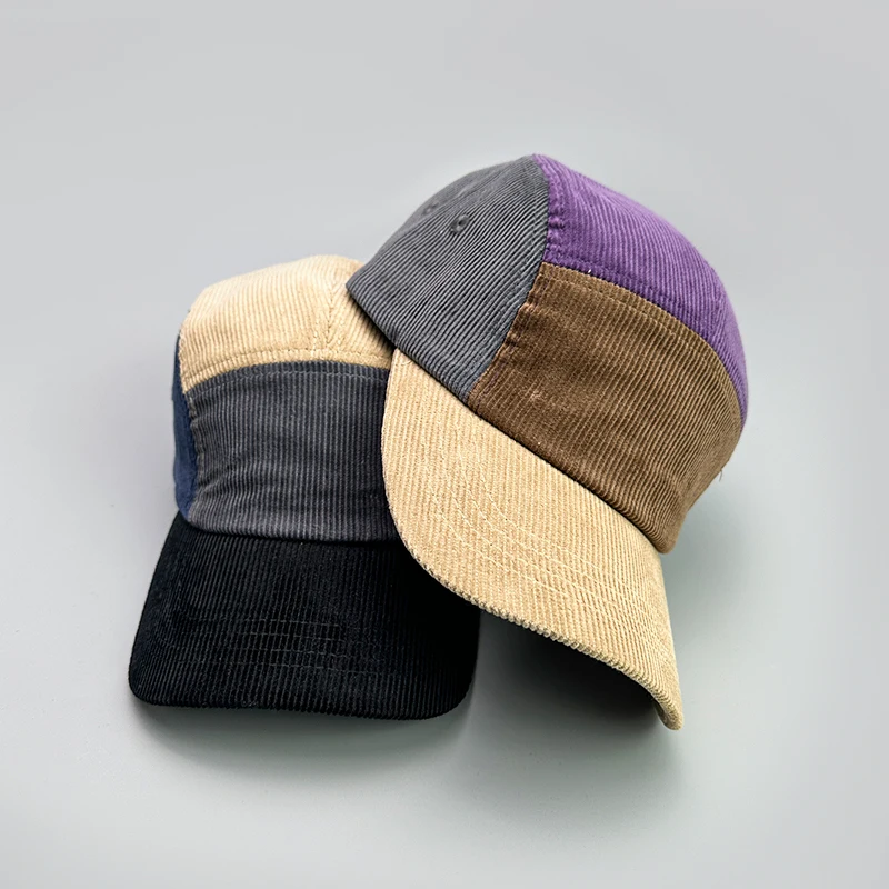 Embroidery Color Block Baseball Hats New Unisex Corduroy Breathable Street Sunshade Personal Versatile Fashion Retro Peaked Caps