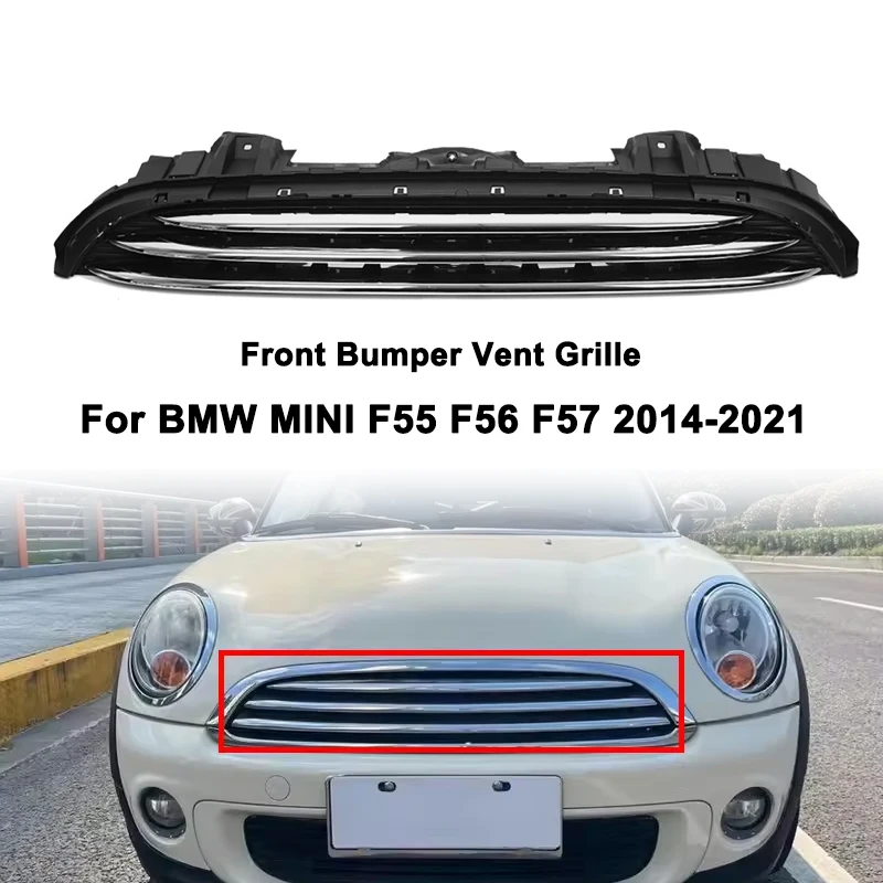 

Car Front Bumper Chrome Middle Vent Grille For BMW MINI F55 F56 F57 2014-2021 51137335529 Front Bumper Honeycomb Mesh Auto Parts