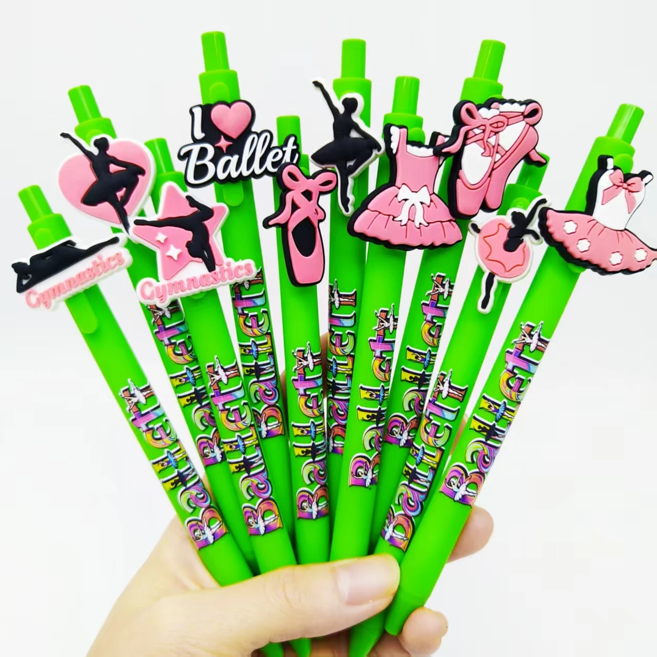 

6pcs/11pcs ballerina theme patch ballpoint pen green color activity gift stationery office ballpoint pen