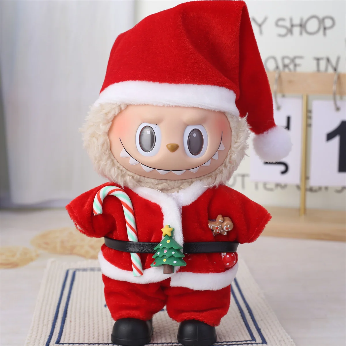 

For 17cm Labubu Clothes Macaron Sitting Party Hairball Set Sweater Hat Scarf Set Labubu Accessories Clothes Labubu Ropa
