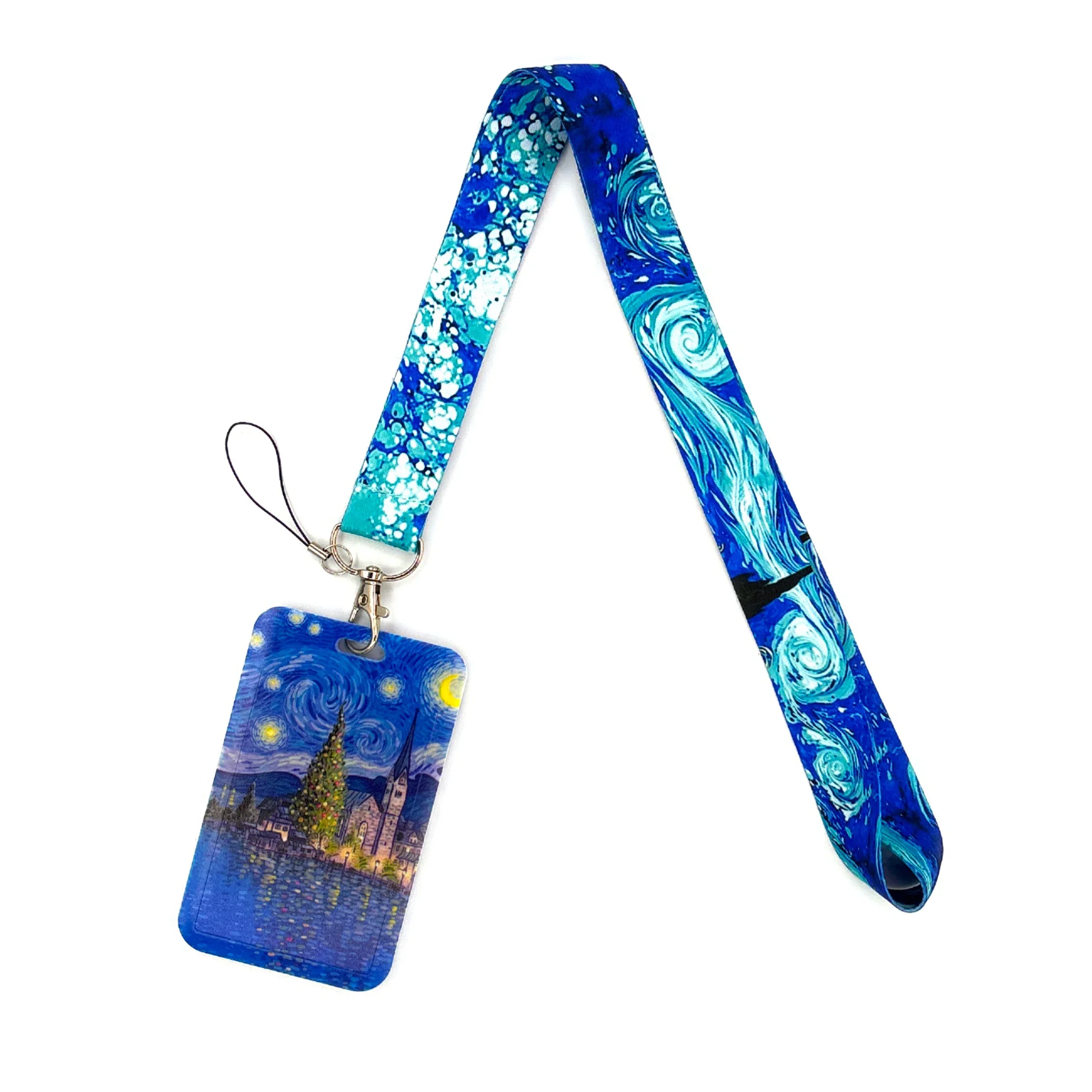 Imagem -02 - Van Gogh Série Chave Neck Strap Lanyard Cartão id Crachá Titular Squirtle Chaveiro Chaveiros Acessórios Presentes