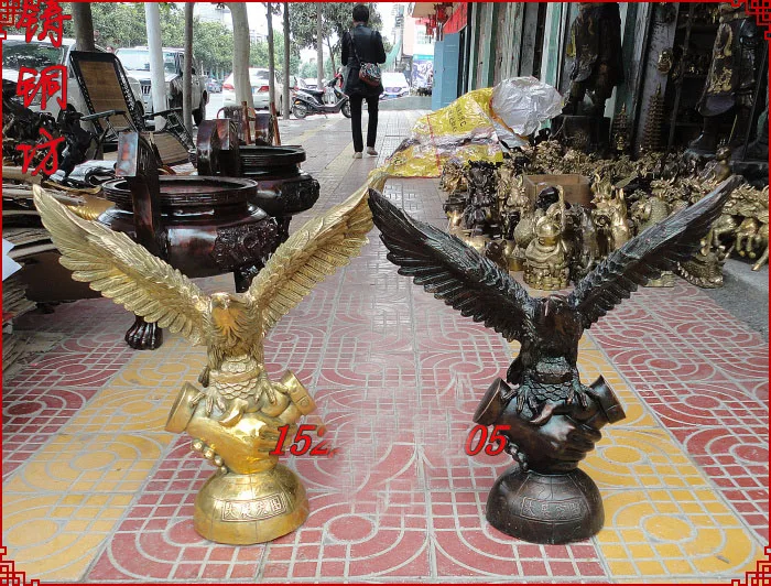 51CM Huge TOP ART Success Auspicious GOLD Arabia Eagle Falcon hawk brass statue-HOME office company efficacious Mascot view 4