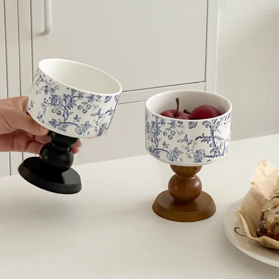 CuteLife Vintage Ceramic Wood Floral Decorative Candlestick Antique Tealight Candle Holder Ornaments Home Table Base For Candles