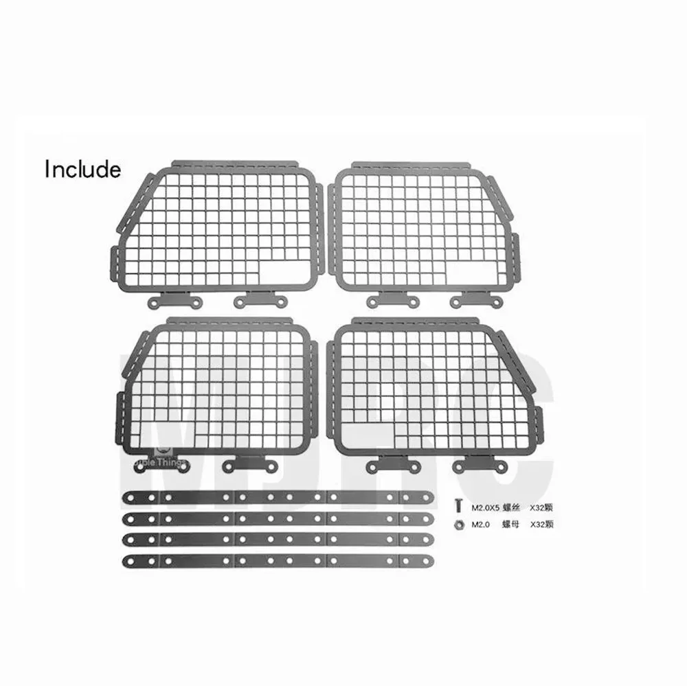 4pcs Metal Foldable Car Window Protective Net For 1/10 Rc Crawler Car Defender Traxxas  TRX4 T4 TRX-4 Window Guard Net Guard