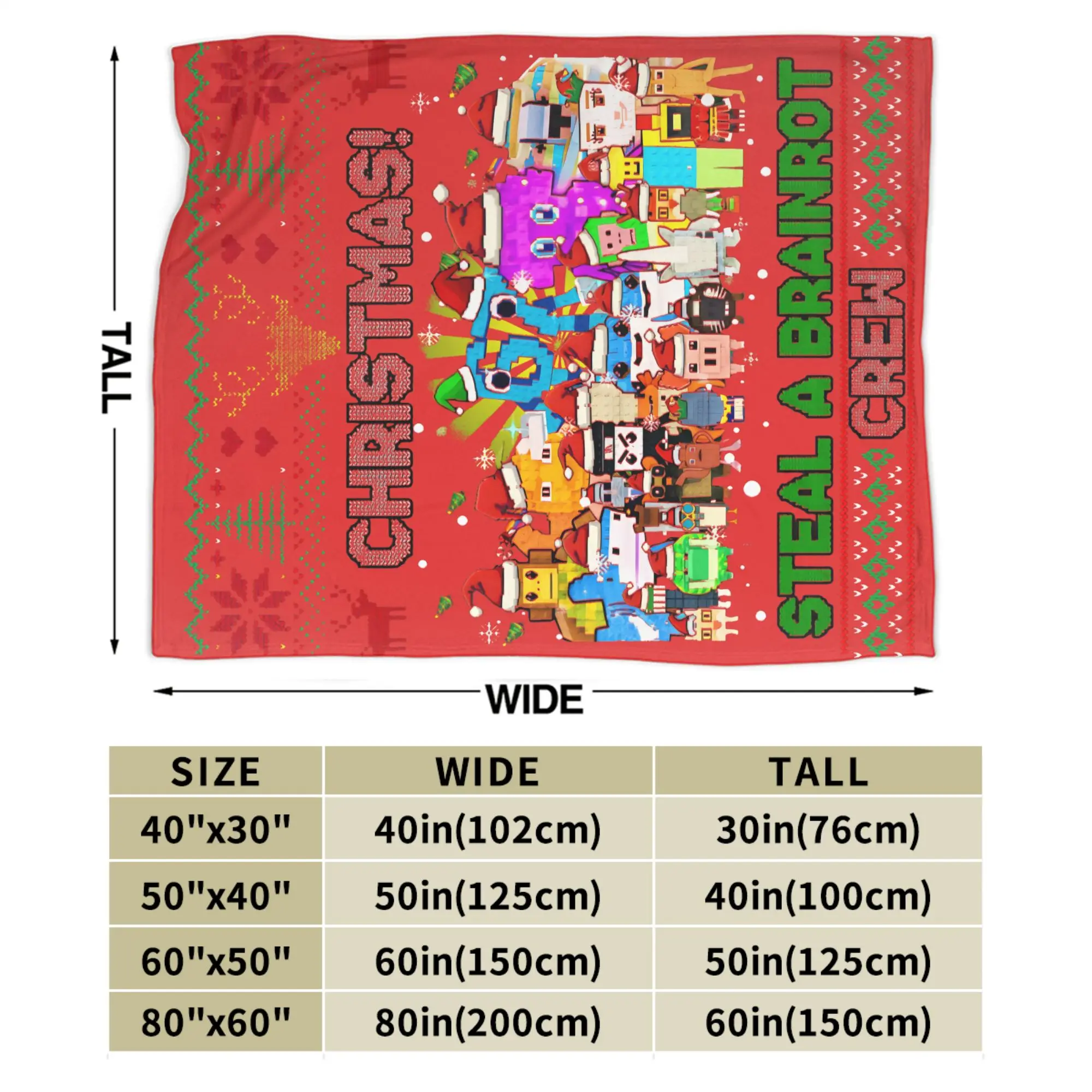 Every Brainrot Funny Christmas Brainrot Crew Steal A Brainrot Super Warm Blankets  Child Plush Throw Blanket Sofa Bed Cover