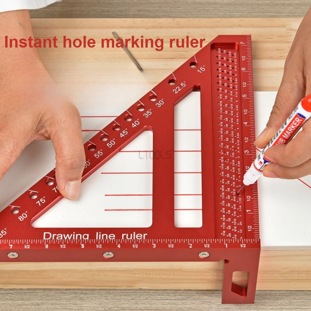 Limit Column 3D Three-dimensional Triangle Multifunctional Ruler 45 ° Ruler 90 ° Woodworking Line Drawing Scale Aluminum Alloy