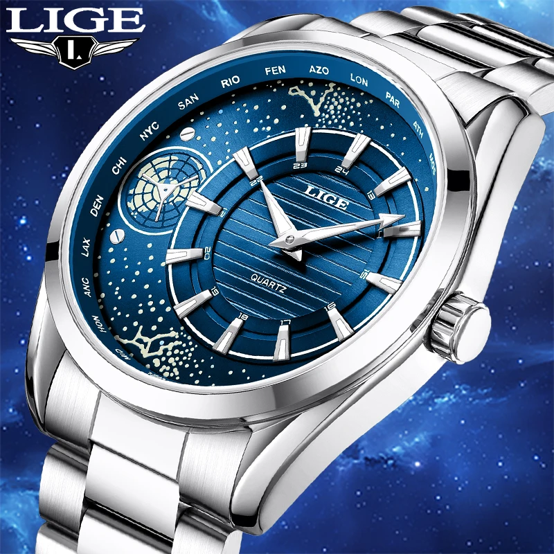 

LIGE оригинальные кварцевые мужские часы модный ремешок из нержавеющей стали деловые роскошные светящиеся водонепроницаемые часы для мужчин Reloj Hombre + коробка