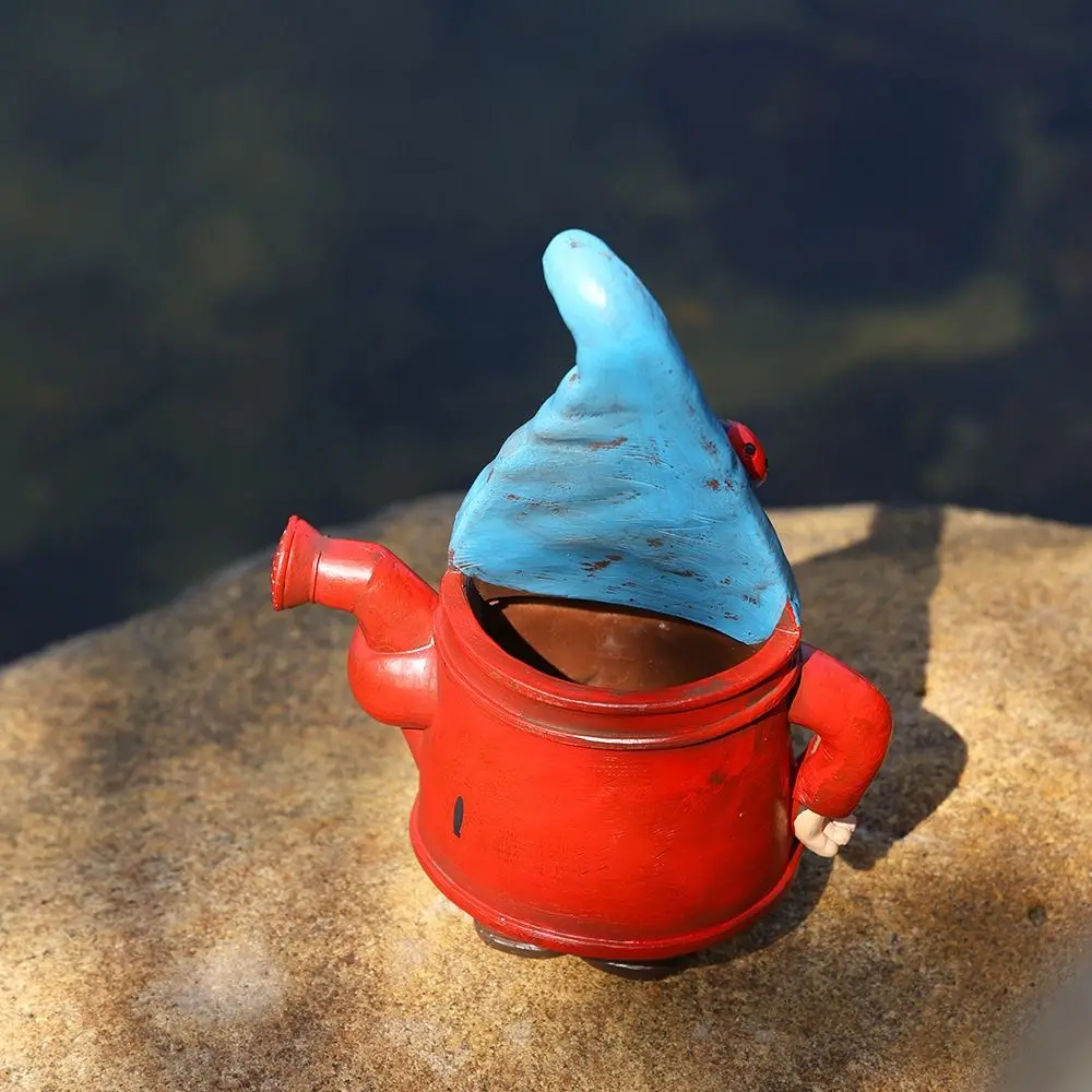 

Смола гном гном цветочный горшок милый мультяшный садовый эльф горшок фигурка декоративная статуя гнома ваза зеленые растения в горшках