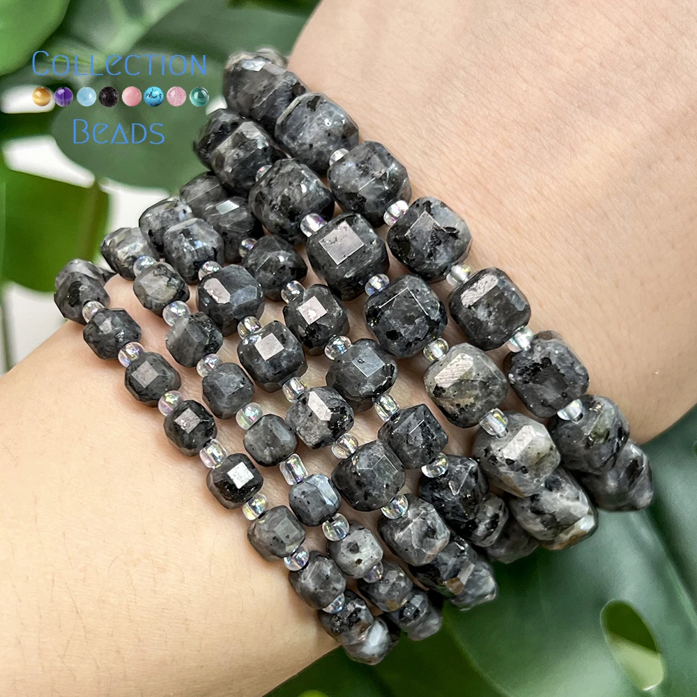 Natürliche 6 8 10mm Steinperlen Schwarzer Labradorit Würfelperlen Lose Perlen für Schmuckherstellung DIY Armband Handgemachtes Zubehör 15 Zoll – Detail 6