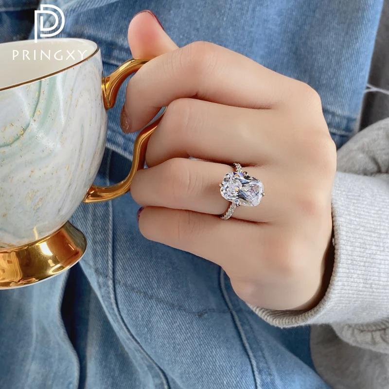 PRINGXY 6ct 100% 925 Sterling Silver Oval High Carbon Diamond Ring For Women Wedding Anniversary Dinner Fashion Fine Jewelry New