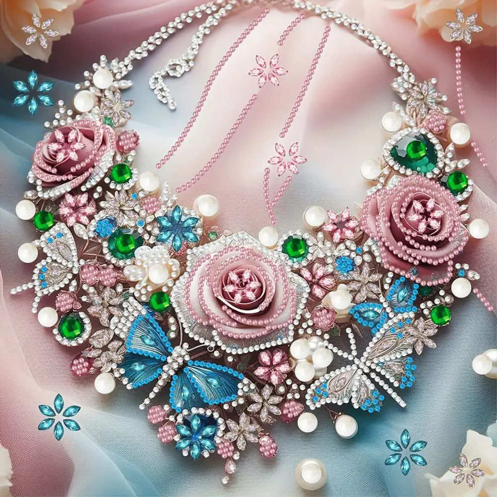 RUOPOTY 5D DIY Rose gemstone necklace Diamond Painting Special Diamond Rhinestone Crystal Picture Wall Decoration Painting