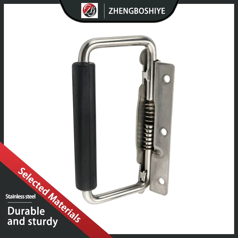 304 With Rubber Sleeve Movable Stainless Steel Spring Folding Handle Automatic Return Industrial Distribution Box