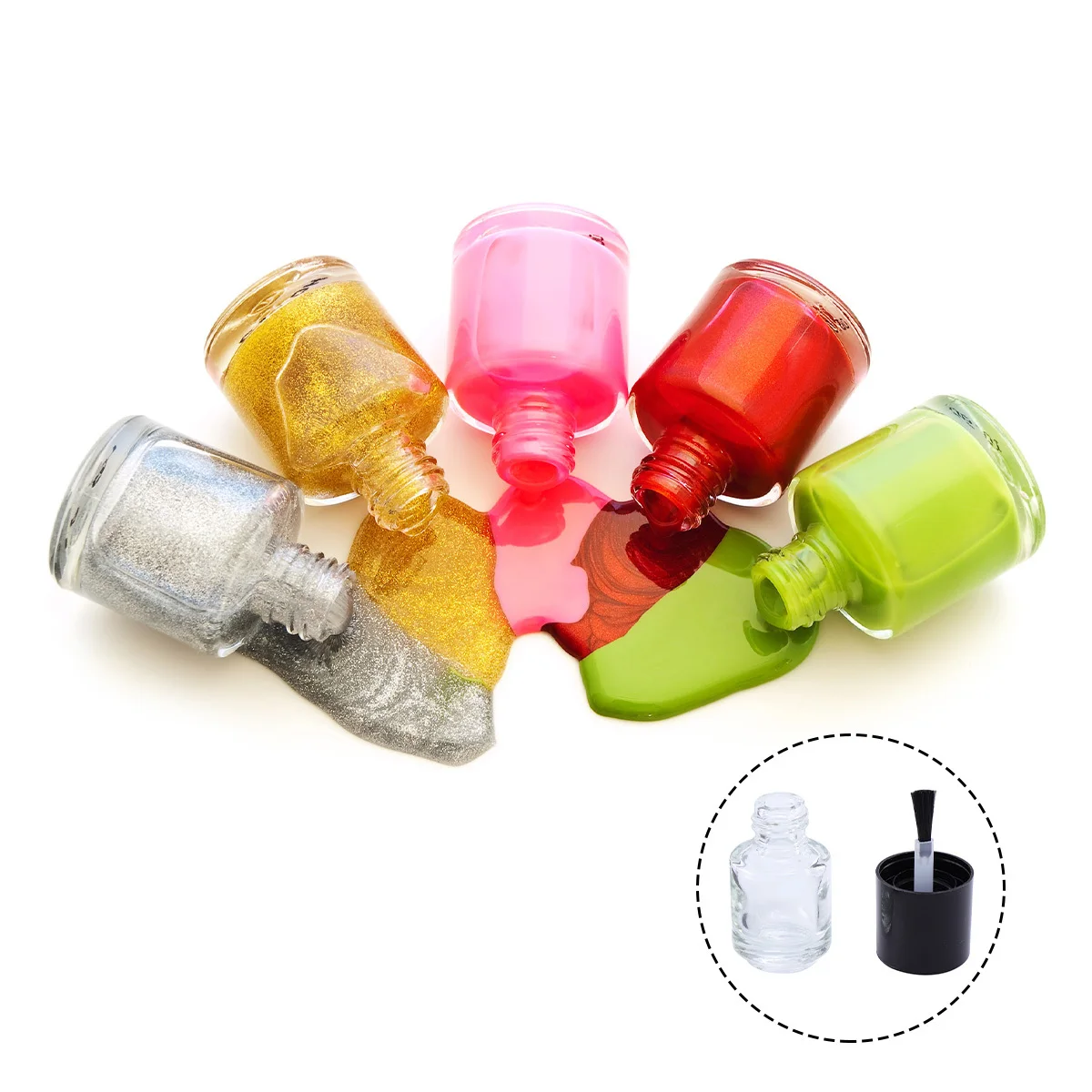 

15Pcs 5Ml Glass Nail Bottle Transparent Empty Container for Nail Oil Polish Storage Refillable Non-Leak DIY Beauty Tool