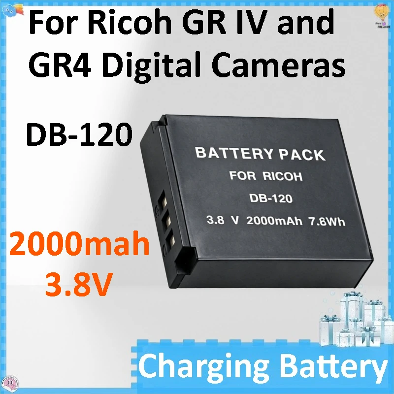 

2000mAh DB-120 Rechargeable Battery Camera Accessory for Ricoh GR IV and GR4 Digital Cameras