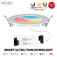 MOES ZigBee Downlight Tuya Thin Dimming Spot Lamp 6W RGB Change Warm Cool Light Work with Alexa Google Home Smart Life In Party