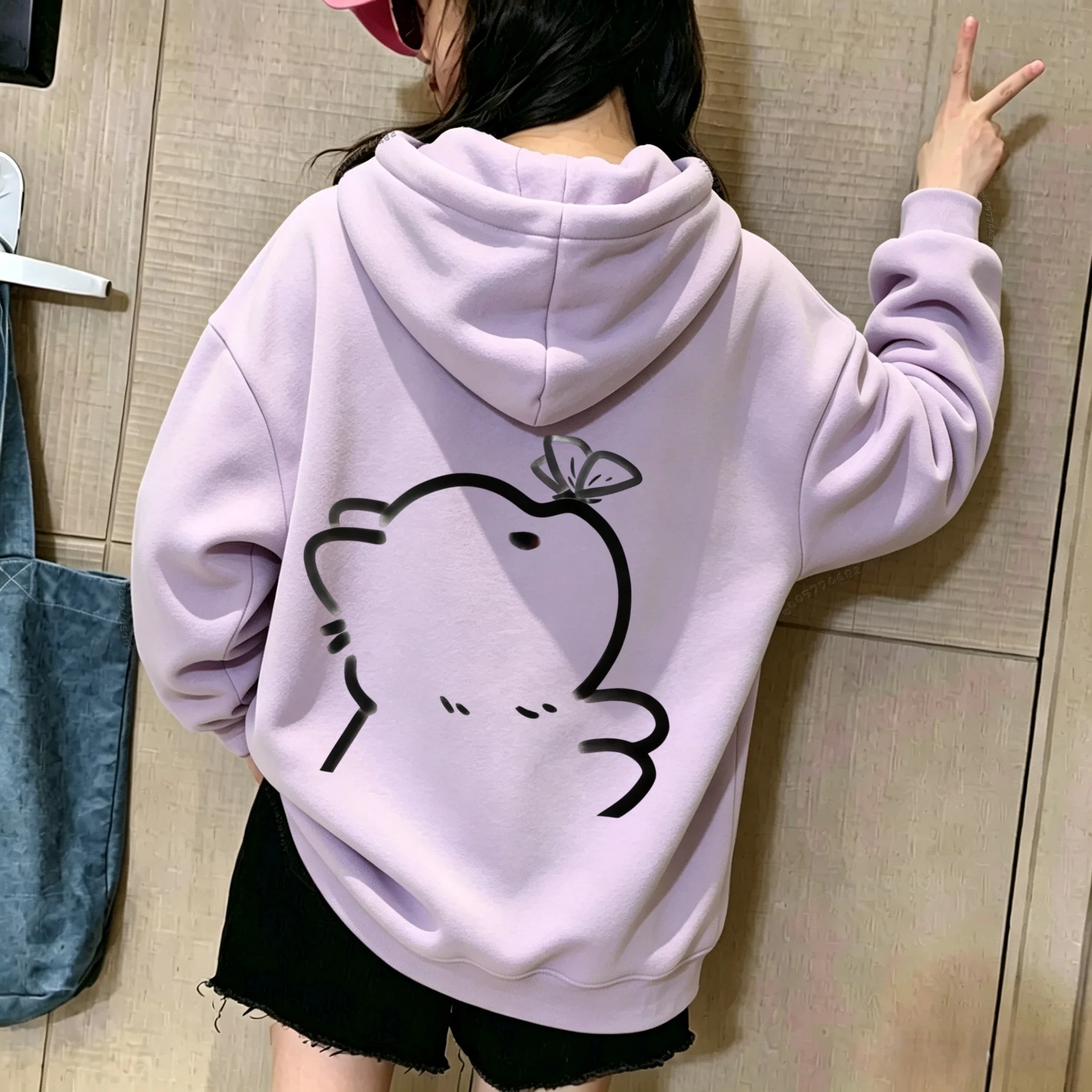 Fun Line Cats Catching Butterflies Patterned Print Children's Hooded Sweatshirt-Loose-Fitting Casual Pullover for Boys and Girls