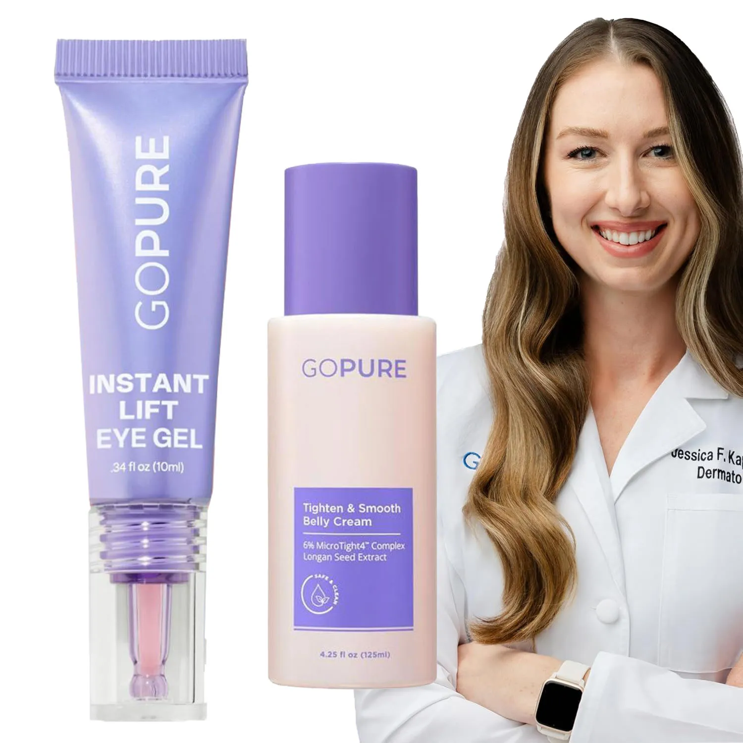 GOPure Gel Instantáneo Reafirmante para Ojos y Crema Suavizante para Abdomen, Hinchazón, Bolsas, Arrugas y Líneas Finas, Hidratante para el Cuidado de la Piel