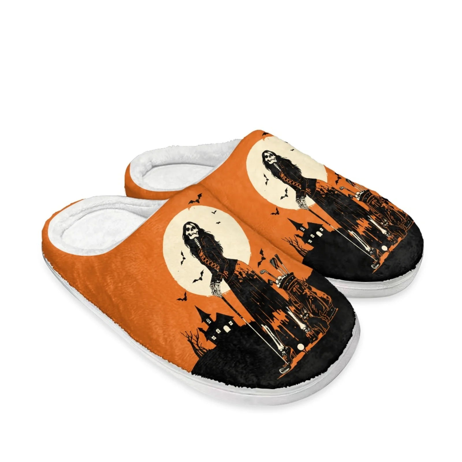 PENSTROLL Halloween Skeleton Print Closed Toe Guest Slipper Home Shoes Extra Wide House Shoes Slippers For Wide Feet Women