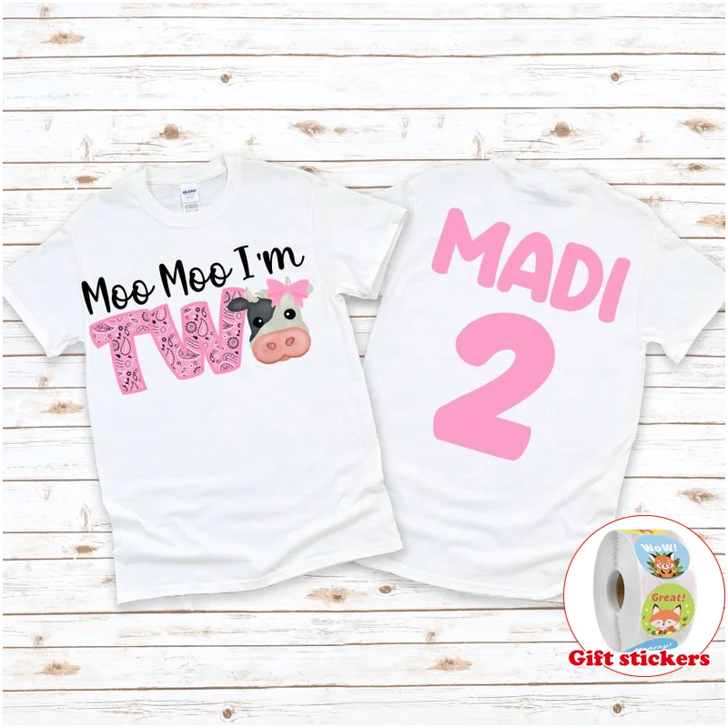 

Girls Birthday T Shirt Kids Holy Cow I'm Two Birthday Shirts Second Birthday T-Shirt Farmer Birthday Shirt| 2nd Birthday Shirt