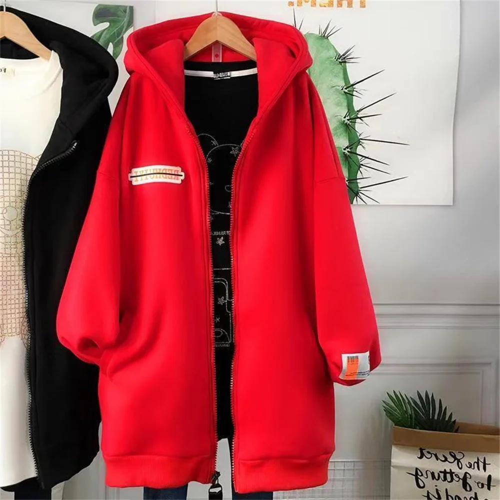 

2025 Autumn And Winter New Fashion Women's Fat Fleece Thick Hoodie With Hoodie Splicing Zipper Design Coat