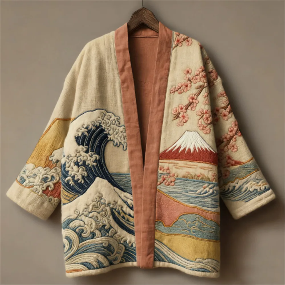 Japanese Crane Floral Pattern Women's Tradition Kimono Japan Harajuku Style Men's Cardigan Unisex Beachwear