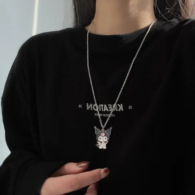 Sanrio-Colgante Kawaii Kuromi para amantes, collar sencillo de Japón y Corea del Sur, tendencia de estudiantes, Diablo, personalidad, accesorios versátiles