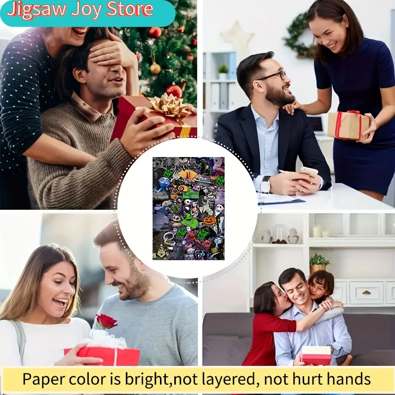1000 قطعة لغز هدية اصنعها بنفسك، هدية عيد الميلاد، لغز كابوس الهالوين جاك وسالي، فانوس اليقطين على شكل جمجمة، هدية عطلة، لعبة لغز عادية